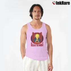 Men’s 1999 The Simpsons Mr. Burns Release the Hounds Tank Top in light pink | Breathable, Active-Friendly Design
