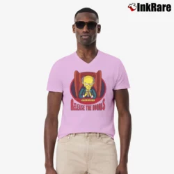 Men’s 1999 The Simpsons Mr. Burns Release the Hounds V-Neck Tee in light pink | Sharp, Breathable, Everyday Staple