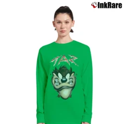 Women’s 2000 Taz Tasmanian Devil Looney Tunes Long-Sleeve Top in irish green | Sleek, Versatile, All-Season