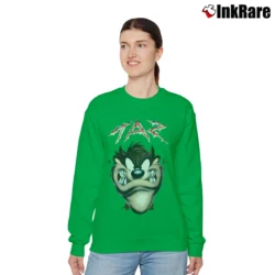 Women’s 2000 Taz Tasmanian Devil Looney Tunes Relaxed Sweatshirt in irish green | Soft, Laid-Back Vibe