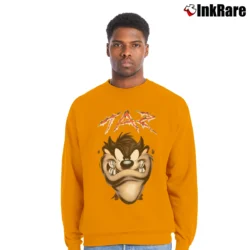 Men’s 2000 Taz Tasmanian Devil Looney Tunes Crewneck Sweatshirt in orange | Cozy Fabric, Clean Style