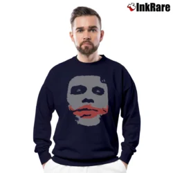 Men’s 2000s Batman Joker Heath Ledger Dark Knight Graphic Crewneck Sweatshirt in navy | Cozy Fabric, Clean Style