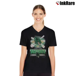 Women’s 2000s Dayton Dragons Baseball V-Neck Tee in black | Chic Neckline, Soft Texture