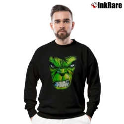 Men’s 2000s Incredible Hulk Marvel Classic Cartoon Crewneck Sweatshirt in black | Cozy Fabric, Clean Style