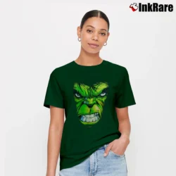Women’s 2000s Incredible Hulk Marvel Classic Cartoon Signature T-Shirt in forest green | Soft, Flattering Fit