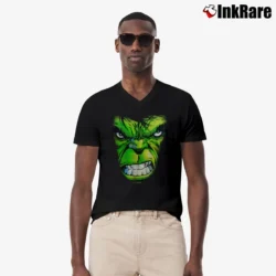 Men’s 2000s Incredible Hulk Marvel Classic Cartoon V-Neck Tee in black | Sharp, Breathable, Everyday Staple
