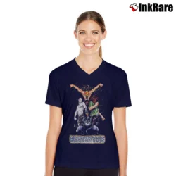 Women’s 2000s Mudvayne Graphic V-Neck Tee in navy | Chic Neckline, Soft Texture
