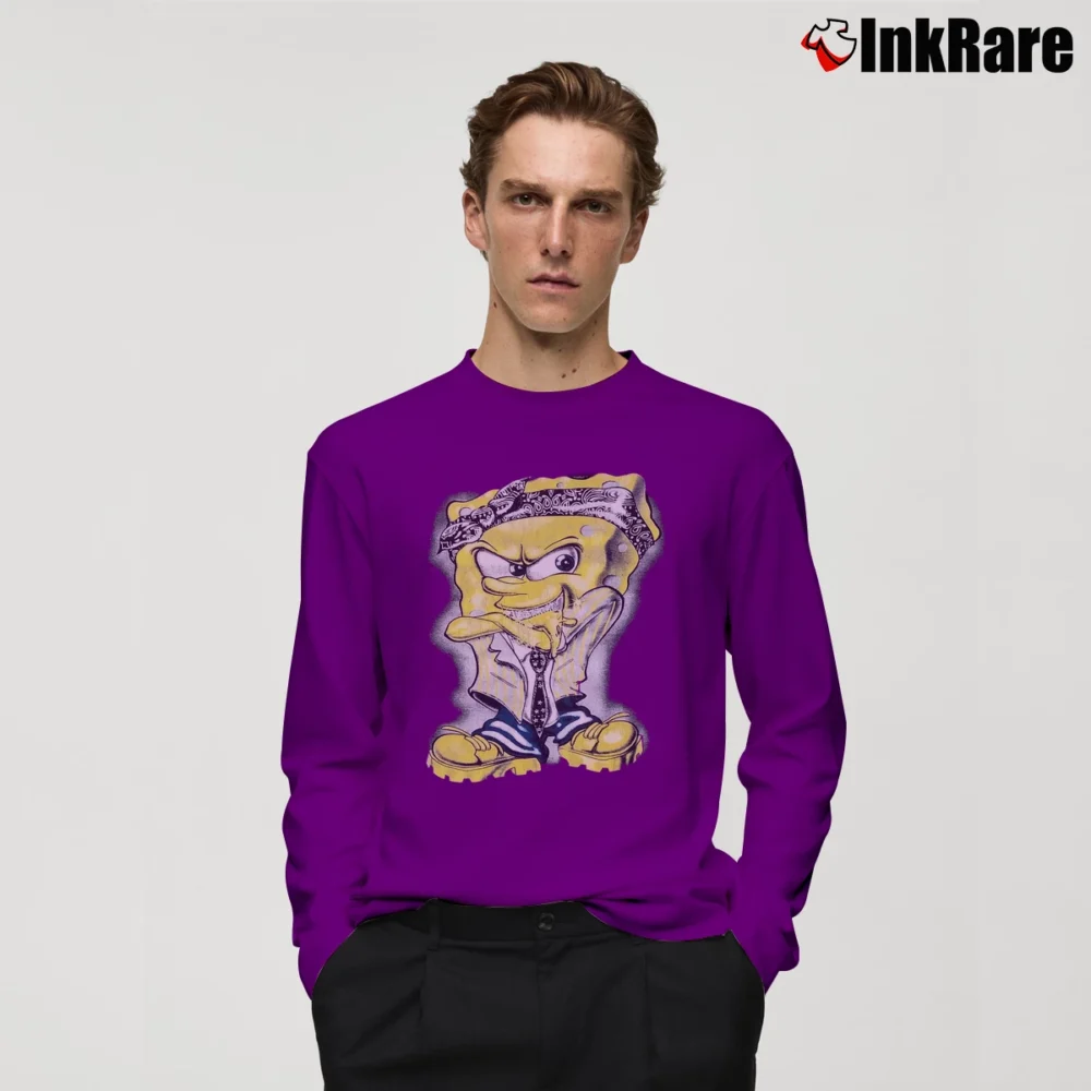 Men’s 2000s Spongebob Gangster Pants Vintage Style Long-Sleeve Shirt in purple | Sleek, Lightweight, Year-Round Wear