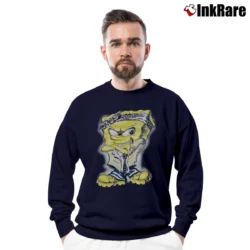 Men’s 2000s Spongebob Gangster Pants Vintage Style Crewneck Sweatshirt in navy | Cozy Fabric, Clean Style