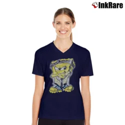 Women’s 2000s Spongebob Gangster Pants Vintage Style V-Neck Tee in navy | Chic Neckline, Soft Texture