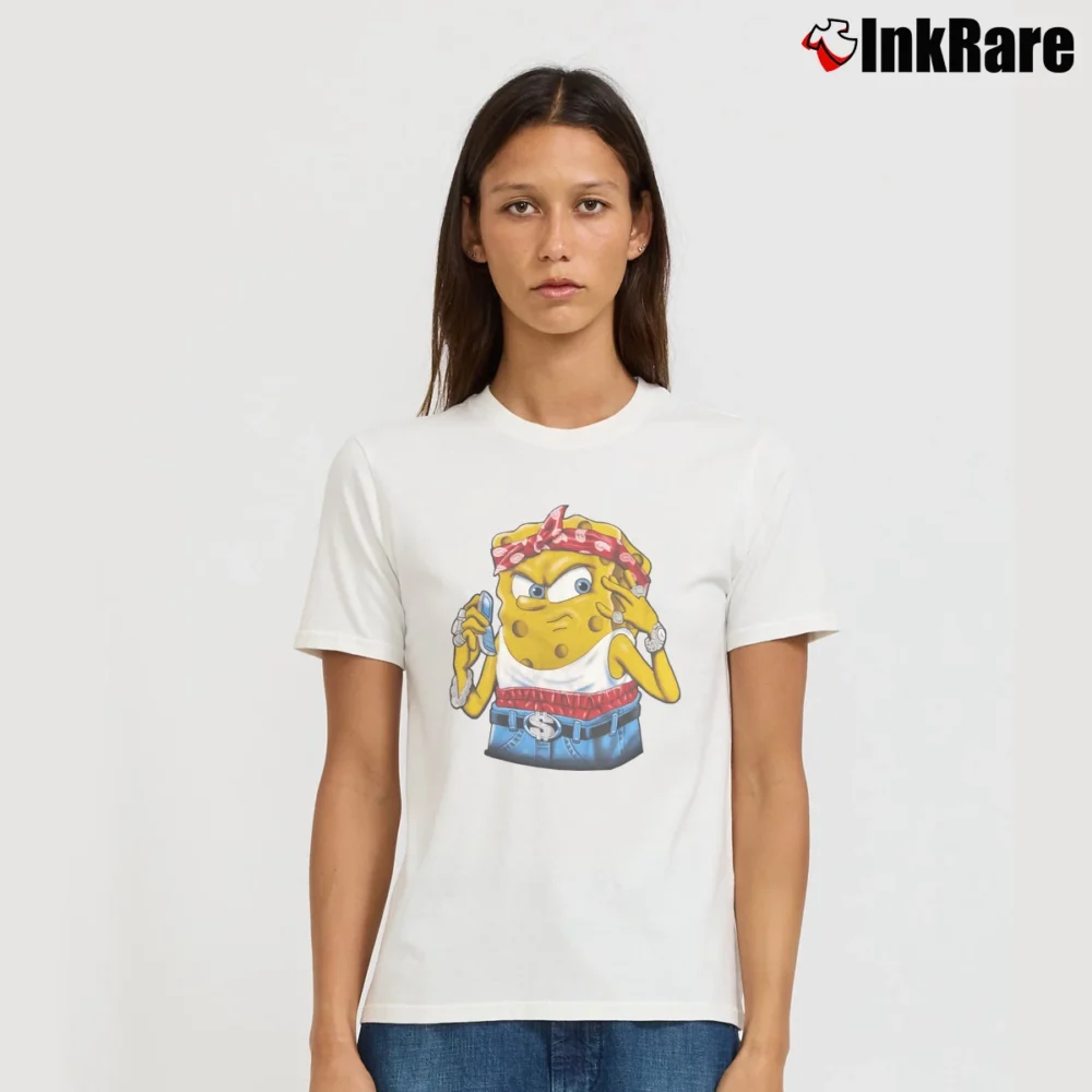 Women’s 2000s Spongebob Squarepants Rap Hip Hop Bootleg Style Signature T-Shirt in white | Soft, Flattering Fit