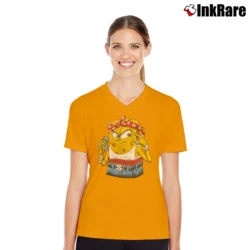 Women’s 2000s Spongebob Squarepants Rap Hip Hop Bootleg Style V-Neck Tee in orange | Chic Neckline, Soft Texture