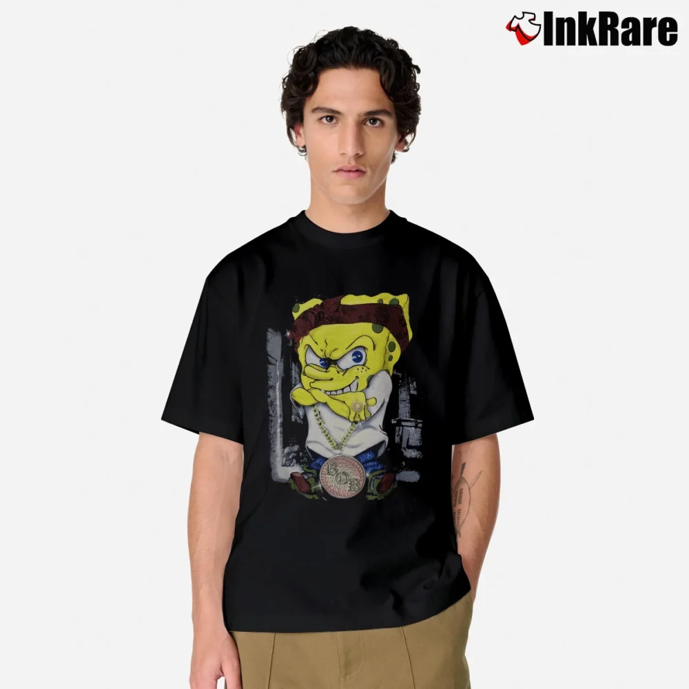 Men’s 2000s Swag Spongebob Squarepants Patrick Starfish Squidward Cartoon Animation Classic T-Shirt in black | Soft, Breathable Everyday Wear