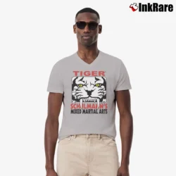 Men’s 2000s Tiger Schulmann's Mixed Martial Arts School Graphic V-Neck Tee in sport grey | Sharp, Breathable, Everyday Staple