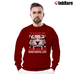 Men’s 2000s Tiger Schulmann's Mixed Martial Arts School Crewneck Sweatshirt in maroon | Cozy Fabric, Clean Style
