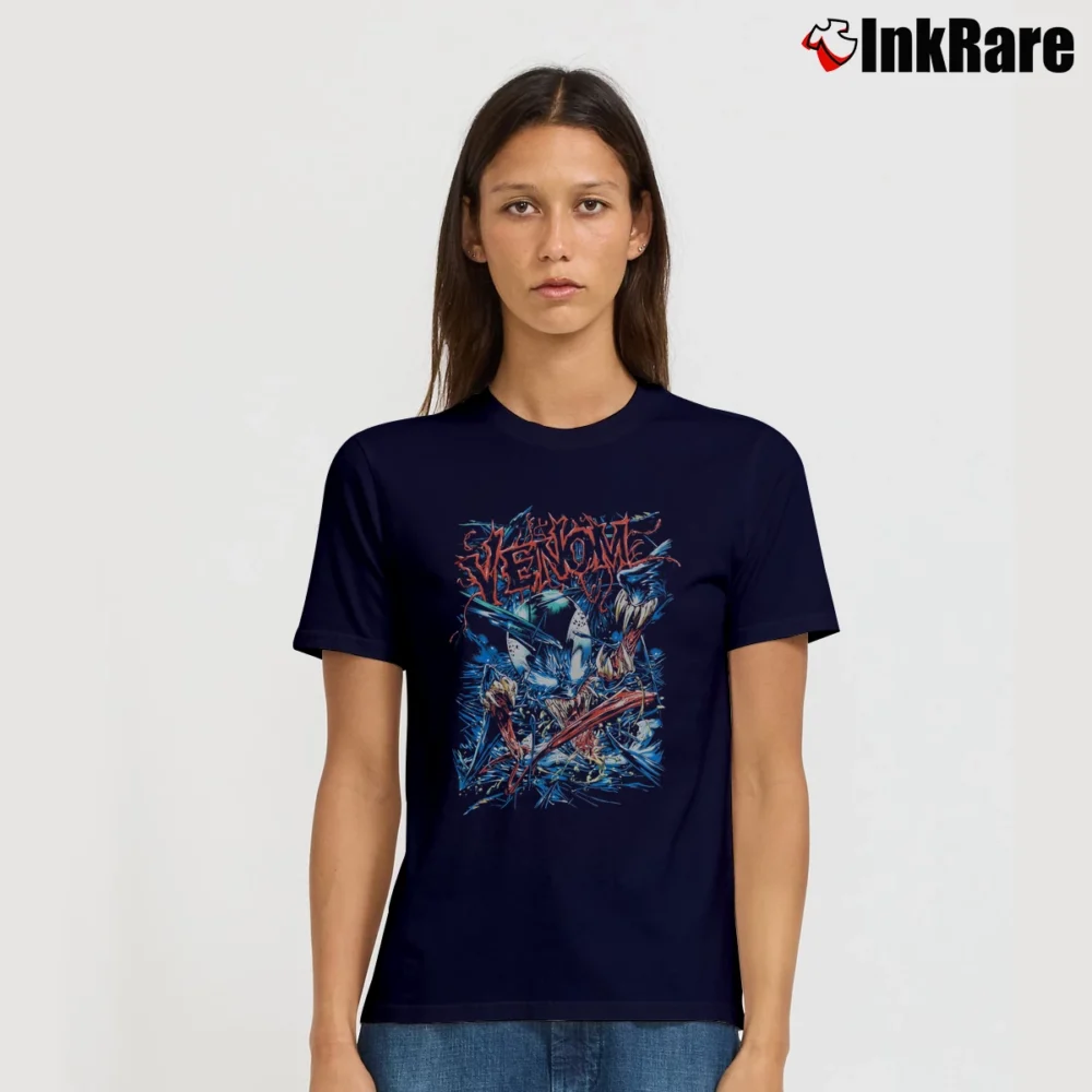 Women’s 2000s Venom Carnage Marvel Graphic Signature T-Shirt in navy | Soft, Flattering Fit