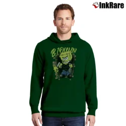 Men’s 2000s Y2k Gangster Spongebob Distressed Rap Hip Hop Cartoon Pullover Hoodie in forest green | Cozy, Durable, Modern Fit