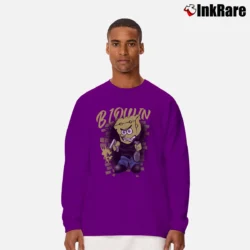 Men’s 2000s Y2k Gangster Spongebob Distressed Rap Hip Hop Cartoon Long-Sleeve Shirt in purple | Sleek, Lightweight, Year-Round Wear