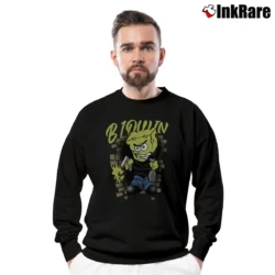 Men’s 2000s Y2k Gangster Spongebob Distressed Rap Hip Hop Cartoon Crewneck Sweatshirt in black | Cozy Fabric, Clean Style