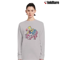 Women’s 2001 Bart Simpson Skateboard The Simpsons Long-Sleeve Top in sport grey | Sleek, Versatile, All-Season
