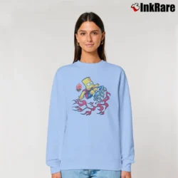 Women’s 2001 Bart Simpson Skateboard The Simpsons Relaxed Sweatshirt in light blue | Soft, Laid-Back Vibe