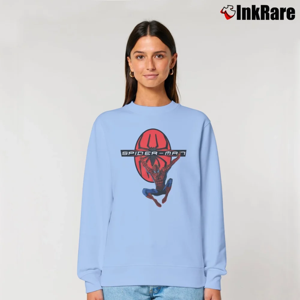 Women’s 2002 Spiderman Marvel Comics Movie Relaxed Sweatshirt in light blue | Soft, Laid-Back Vibe