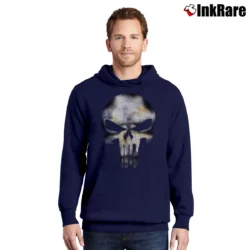 Men’s 2004 The Punisher Black Graphic Marvel Pullover Hoodie in navy | Cozy, Durable, Modern Fit