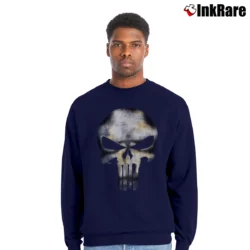 Men’s 2004 The Punisher Black Graphic Marvel Crewneck Sweatshirt in navy | Cozy Fabric, Clean Style
