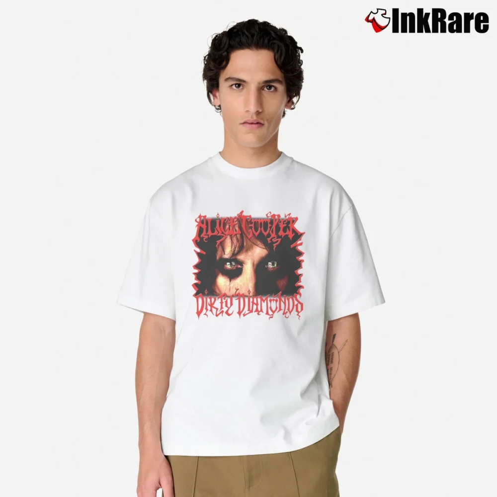 Men’s 2005 Alice Cooper Dirty Diamonds World Tour Classic T-Shirt in white | Soft, Breathable Everyday Wear