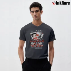 Men’s 2005 Betty Boop Lady Luck Vintage Graphic V-Neck Tee in charcoal | Sharp, Breathable, Everyday Staple