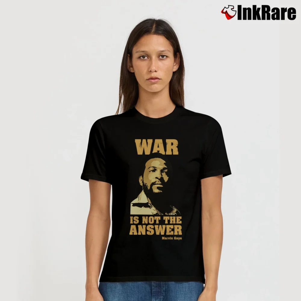 Women’s 2005 Marvin Gaye War Is Not The Answer Signature T-Shirt in black | Soft, Flattering Fit