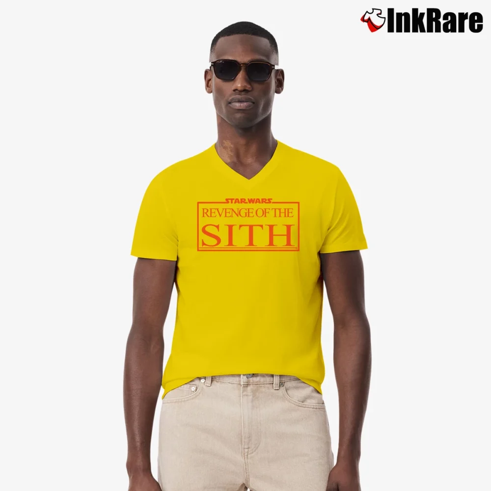 Men’s 2005 Star Wars Revenge Of The Sith Episode III V-Neck Tee in yellow | Sharp, Breathable, Everyday Staple