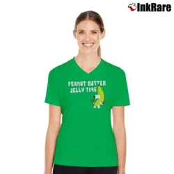 Women’s 2006 Family Guy Peanut Butter Jelly Time Banana Brian Ed V-Neck Tee in irish green | Chic Neckline, Soft Texture