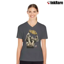 Women’s 2006 WWE Champion John Cena Belt V-Neck Tee in charcoal | Chic Neckline, Soft Texture