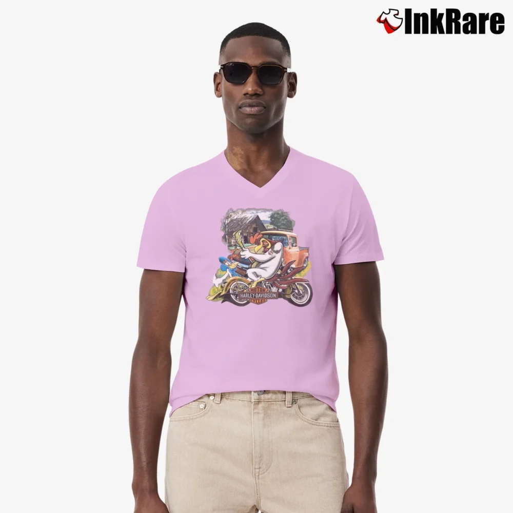 Men’s 2016 Harley Davidson Looney Tunes Miami Florida V-Neck Tee in light pink | Sharp, Breathable, Everyday Staple