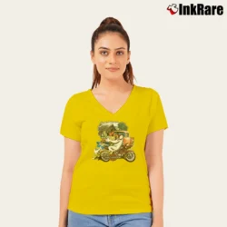 Women’s 2016 Harley Davidson Looney Tunes Miami Florida V-Neck Tee in yellow | Chic Neckline, Soft Texture