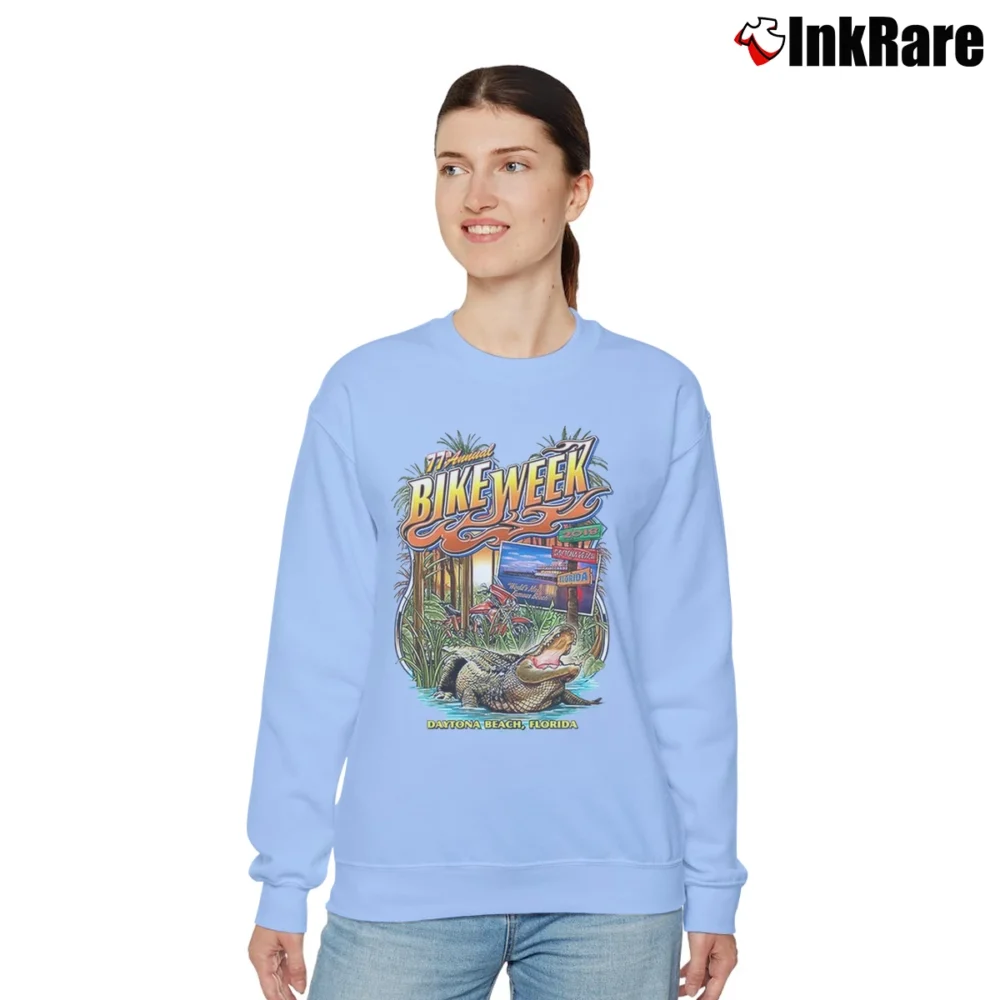 Women’s 2018 Daytona Bike Week Gator Relaxed Sweatshirt in light blue | Soft, Laid-Back Vibe