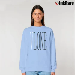 Women’s 2019 Vlone Red Big V Loose Relaxed Sweatshirt in light blue | Soft, Laid-Back Vibe