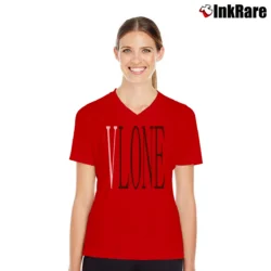Women’s 2019 Vlone Red Big V Loose V-Neck Tee in red | Chic Neckline, Soft Texture