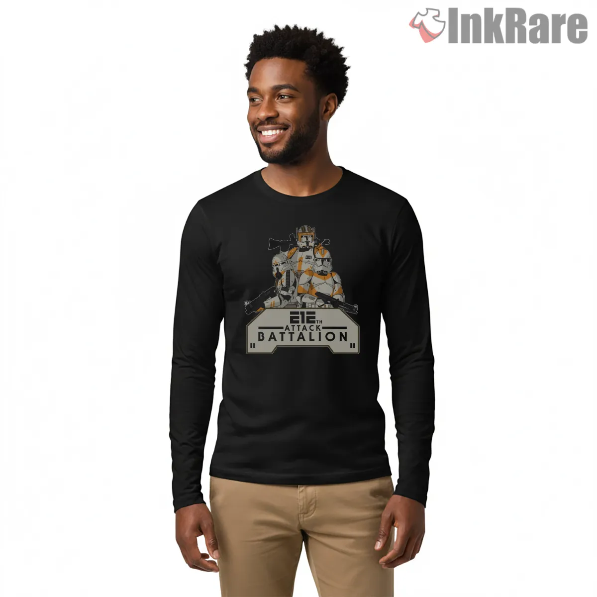 212th Attack Battalion Clone Trooper Badge Shirt on black long sleeve shirt for men graphic tee