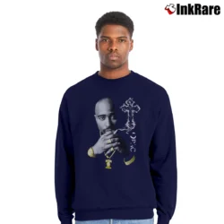 Men’s 2Pac Death Row Heavyweight Tupac Crewneck Sweatshirt in navy | Cozy Fabric, Clean Style