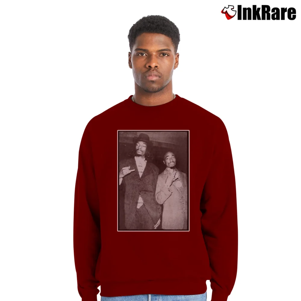 Men’s 2pac Snoop Doggy Dogg Tupac Shakur Westside Hip Hop Rap Crewneck Sweatshirt in maroon | Cozy Fabric, Clean Style