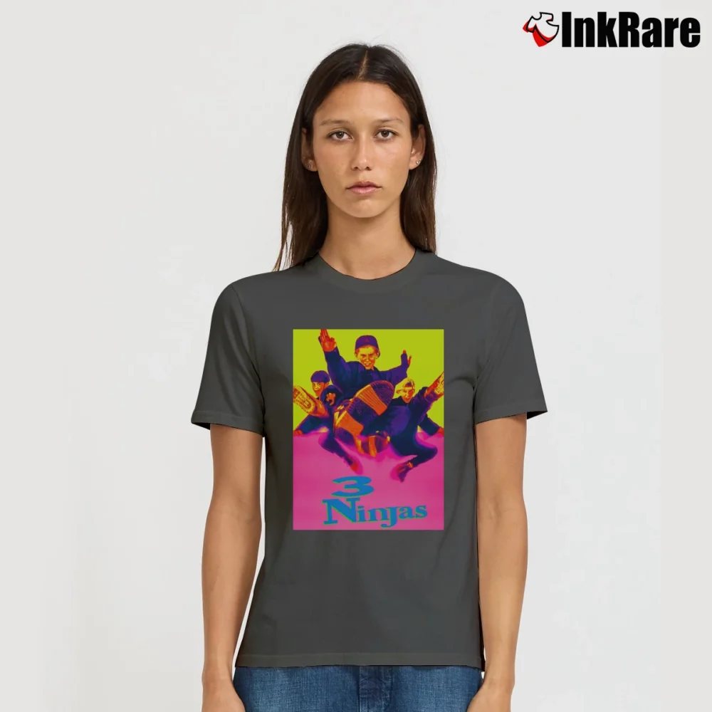 Women’s 3 Ninjas 1992 Poster Signature T-Shirt in charcoal | Soft, Flattering Fit