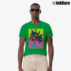 Men’s 3 Ninjas 1992 Poster V-Neck Tee in irish green | Sharp, Breathable, Everyday Staple