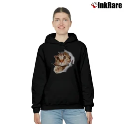 Women’s 3D Cute Cat Printed Cozy Hoodie in black | Warm, Structured, Stylish