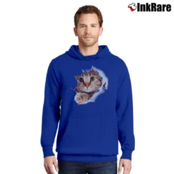 Men’s 3D Cute Cat Printed Pullover Hoodie in royal blue | Cozy, Durable, Modern Fit