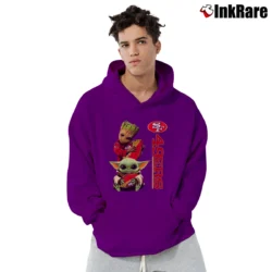 Men’s 49ers Baby Yoda And Groot Star Wars NFL Costume Pullover Hoodie in purple | Cozy, Durable, Modern Fit