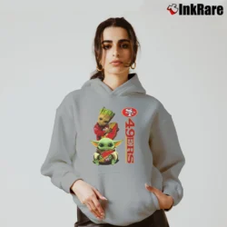 Women’s 49ers Baby Yoda And Groot Star Wars NFL Costume Cozy Hoodie in sport grey | Warm, Structured, Stylish