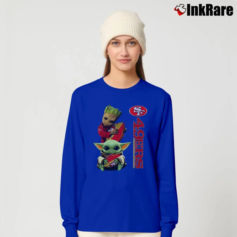Women’s 49ers Baby Yoda And Groot Star Wars NFL Costume Long-Sleeve Top in royal blue | Sleek, Versatile, All-Season