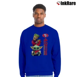 Men’s 49ers Baby Yoda And Groot Star Wars NFL Costume Crewneck Sweatshirt in royal blue | Cozy Fabric, Clean Style